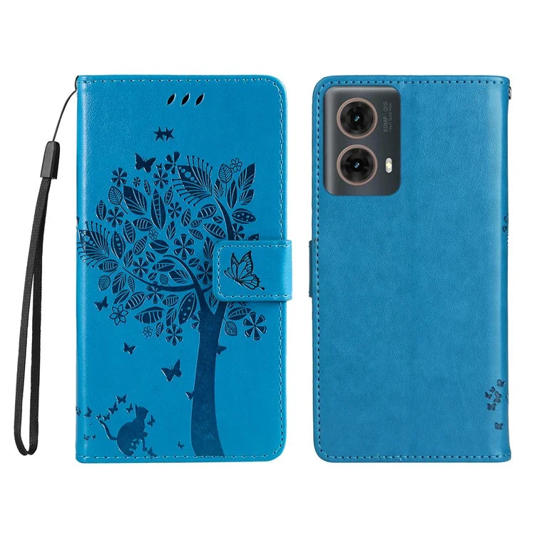 KT Imprinting Flower Series-3 For Motorola Moto G85 5G / S50 Neo 5G Case Wallet Card Slots Leather Phone Cover