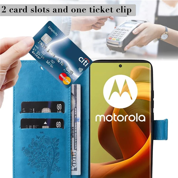 KT Imprinting Flower Series-3 For Motorola Moto G85 5G / S50 Neo 5G Case Wallet Card Slots Leather Phone Cover