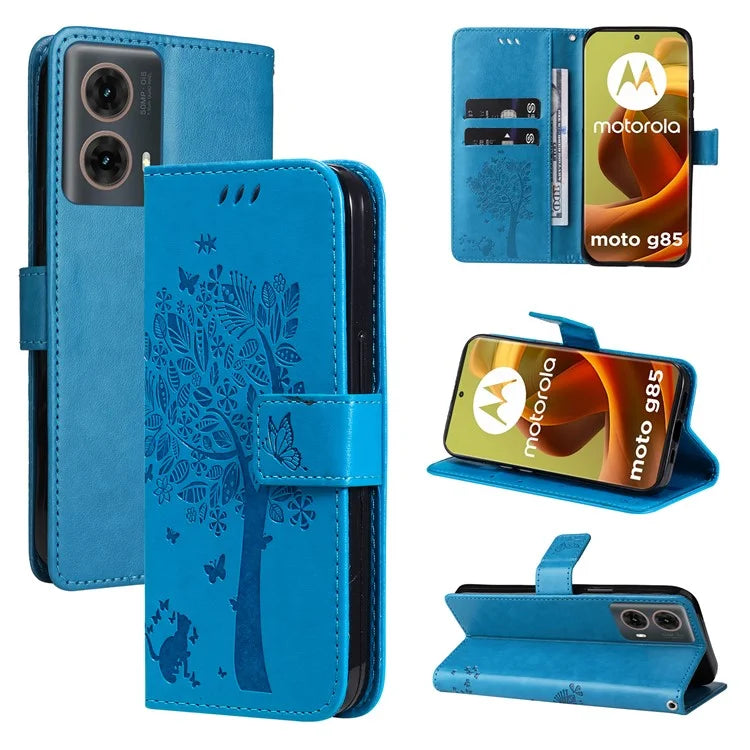 KT Imprinting Flower Series-3 For Motorola Moto G85 5G / S50 Neo 5G Case Wallet Card Slots Leather Phone Cover