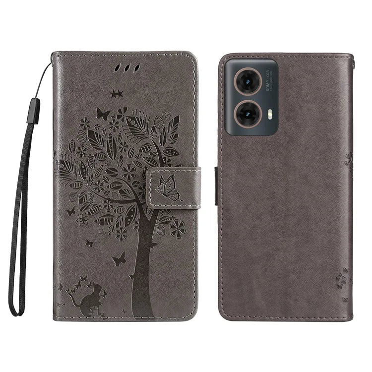 KT Imprinting Flower Series-3 For Motorola Moto G85 5G / S50 Neo 5G Case Wallet Card Slots Leather Phone Cover