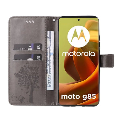 KT Imprinting Flower Series-3 For Motorola Moto G85 5G / S50 Neo 5G Case Wallet Card Slots Leather Phone Cover