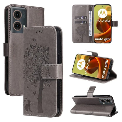 KT Imprinting Flower Series-3 For Motorola Moto G85 5G / S50 Neo 5G Case Wallet Card Slots Leather Phone Cover