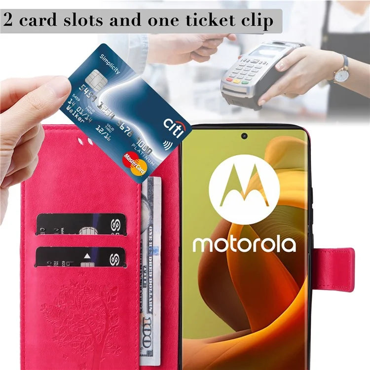 KT Imprinting Flower Series-3 For Motorola Moto G85 5G / S50 Neo 5G Case Wallet Card Slots Leather Phone Cover