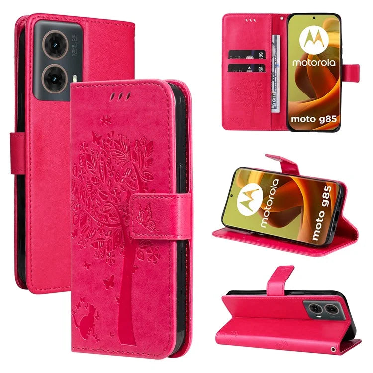 KT Imprinting Flower Series-3 For Motorola Moto G85 5G / S50 Neo 5G Case Wallet Card Slots Leather Phone Cover