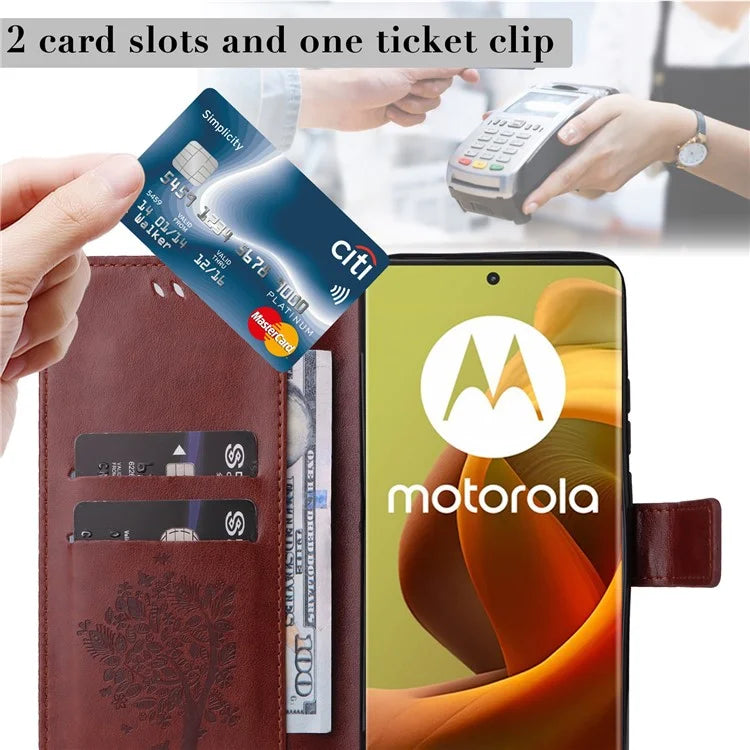 KT Imprinting Flower Series-3 For Motorola Moto G85 5G / S50 Neo 5G Case Wallet Card Slots Leather Phone Cover