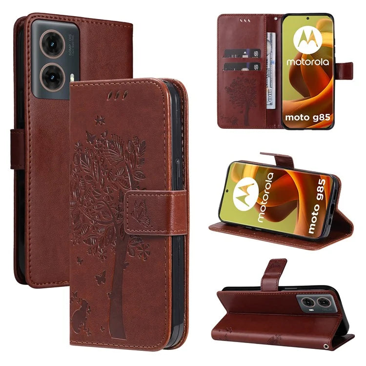 KT Imprinting Flower Series-3 For Motorola Moto G85 5G / S50 Neo 5G Case Wallet Card Slots Leather Phone Cover