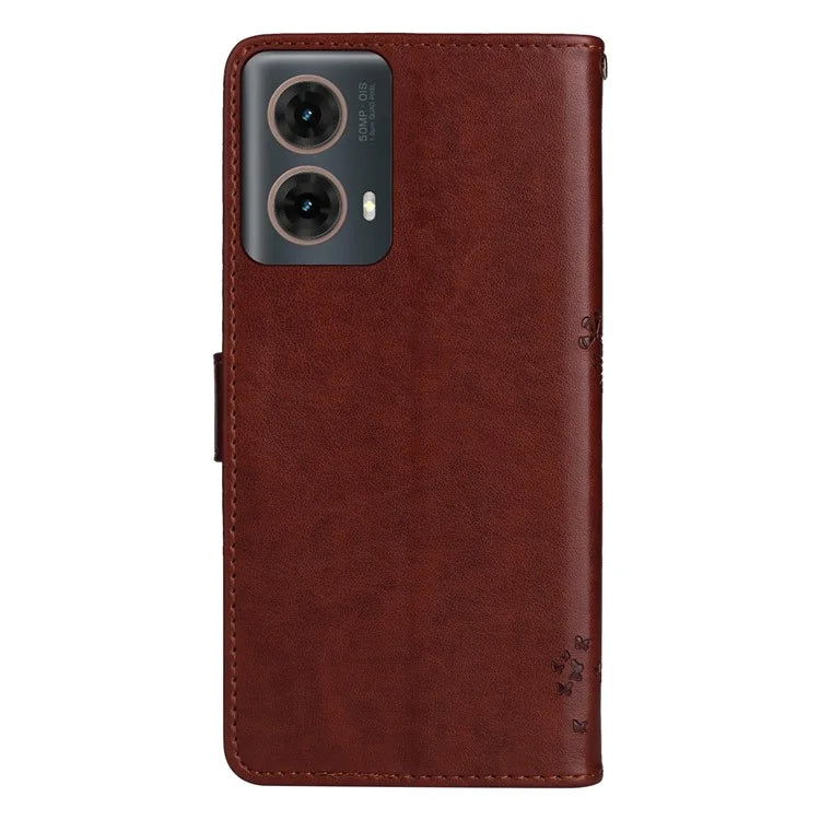 KT Imprinting Flower Series-3 For Motorola Moto G85 5G / S50 Neo 5G Case Wallet Card Slots Leather Phone Cover