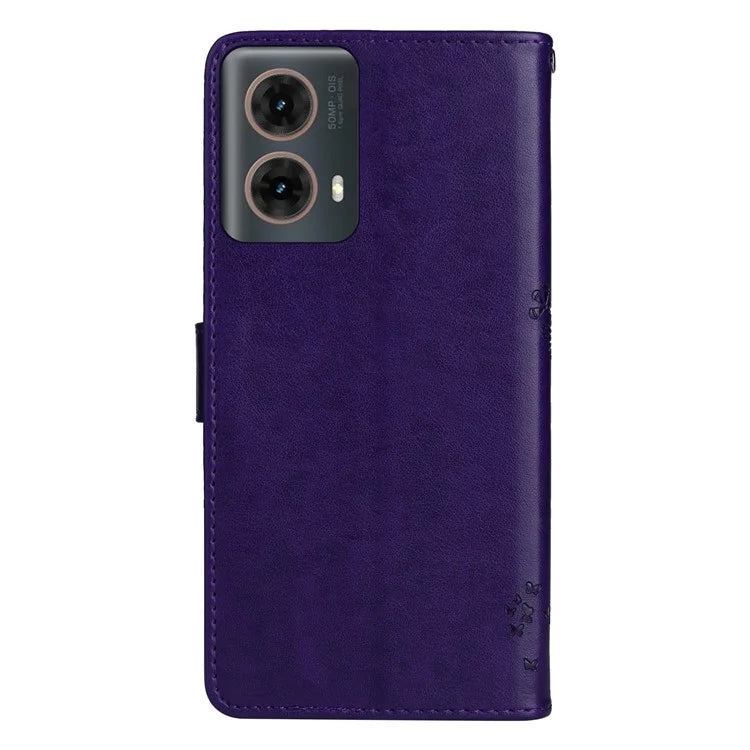 KT Imprinting Flower Series-3 For Motorola Moto G85 5G / S50 Neo 5G Case Wallet Card Slots Leather Phone Cover