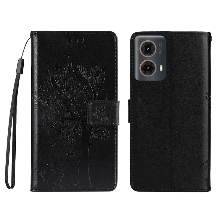 KT Imprinting Flower Series-3 For Motorola Moto G85 5G / S50 Neo 5G Case Wallet Card Slots Leather Phone Cover