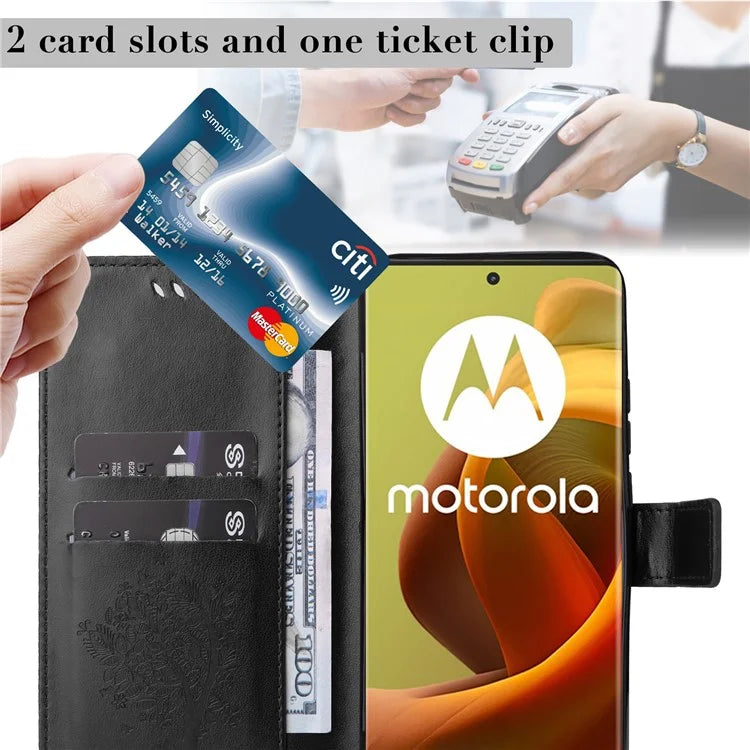 KT Imprinting Flower Series-3 For Motorola Moto G85 5G / S50 Neo 5G Case Wallet Card Slots Leather Phone Cover