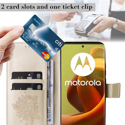 KT Imprinting Flower Series-3 For Motorola Moto G85 5G / S50 Neo 5G Case Wallet Card Slots Leather Phone Cover