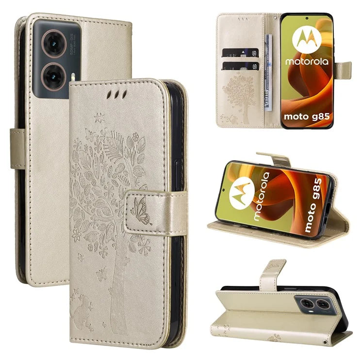KT Imprinting Flower Series-3 For Motorola Moto G85 5G / S50 Neo 5G Case Wallet Card Slots Leather Phone Cover