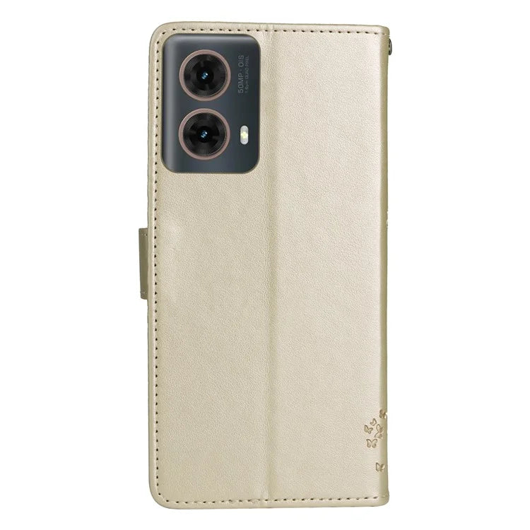 KT Imprinting Flower Series-3 For Motorola Moto G85 5G / S50 Neo 5G Case Wallet Card Slots Leather Phone Cover