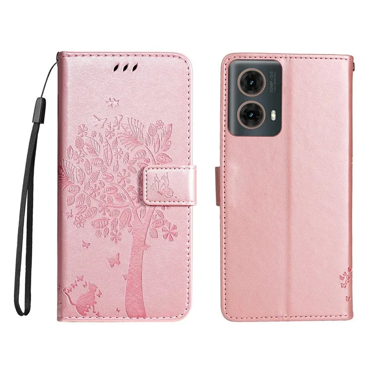 KT Imprinting Flower Series-3 For Motorola Moto G85 5G / S50 Neo 5G Case Wallet Card Slots Leather Phone Cover