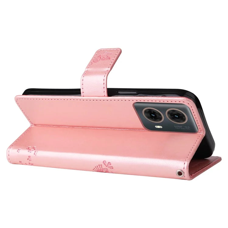 KT Imprinting Flower Series-3 For Motorola Moto G85 5G / S50 Neo 5G Case Wallet Card Slots Leather Phone Cover