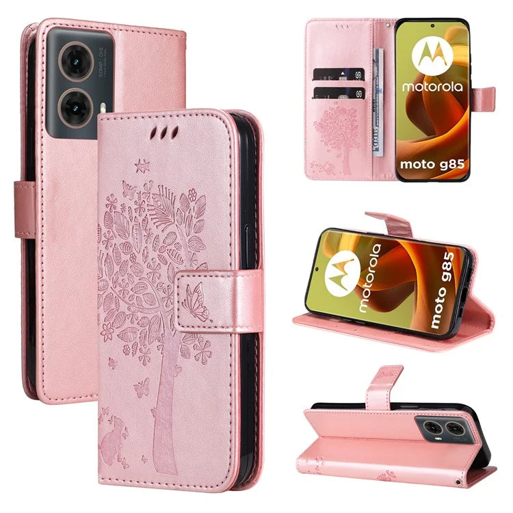 KT Imprinting Flower Series-3 For Motorola Moto G85 5G / S50 Neo 5G Case Wallet Card Slots Leather Phone Cover