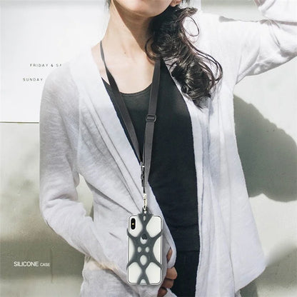 Neck Strap Silicone Phone Holder Cord Compatible with 4.0-6.2 inch Smartphones