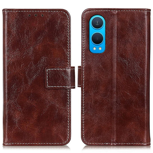 For OnePlus Nord CE4 Lite 5G / Oppo K12x 5G (China) Leather Case Crazy Horse Texture Flip Phone Cover