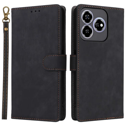 For ZTE Axon 60 ( ZTE Blade V60) Leather Case RFID Blocking Wallet Phone Cover with Strap