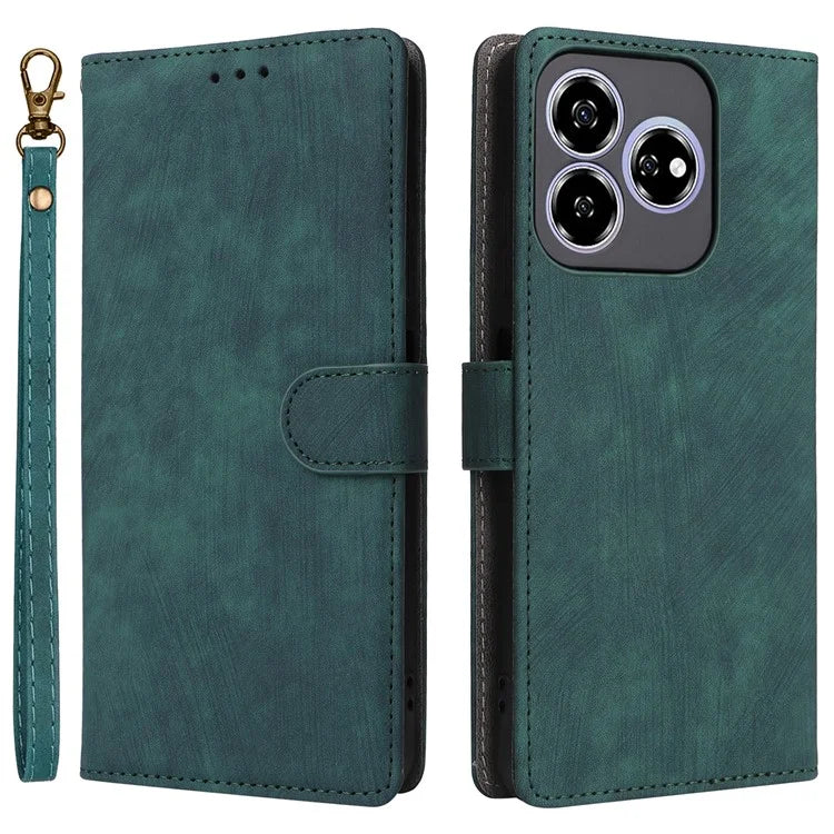 For ZTE Axon 60 ( ZTE Blade V60) Leather Case RFID Blocking Wallet Phone Cover with Strap