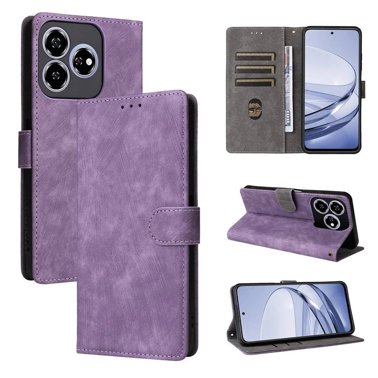 For ZTE Axon 60 ( ZTE Blade V60) Leather Case RFID Blocking Wallet Phone Cover with Strap
