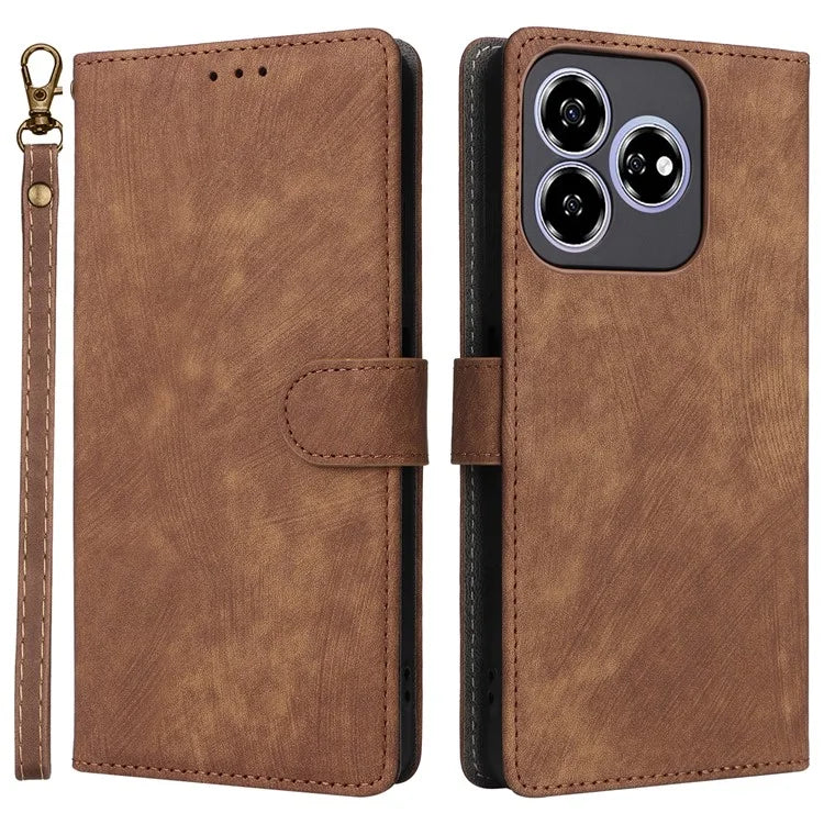 For ZTE Axon 60 ( ZTE Blade V60) Leather Case RFID Blocking Wallet Phone Cover with Strap