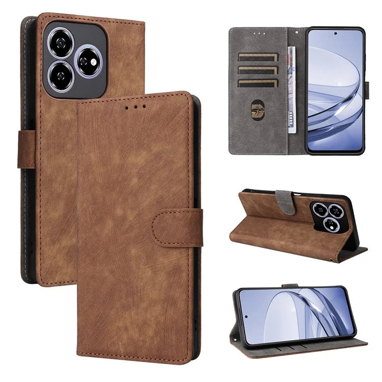 For ZTE Axon 60 ( ZTE Blade V60) Leather Case RFID Blocking Wallet Phone Cover with Strap