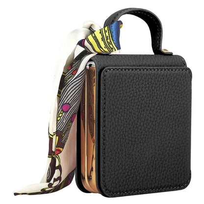 For Samsung Galaxy Z Flip5 5G Case Folding Mirror PU Leather+PC Tote Phone Cover with Back Film