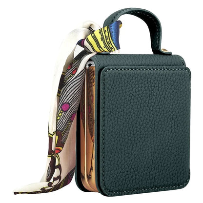 For Samsung Galaxy Z Flip5 5G Case Folding Mirror PU Leather+PC Tote Phone Cover with Back Film