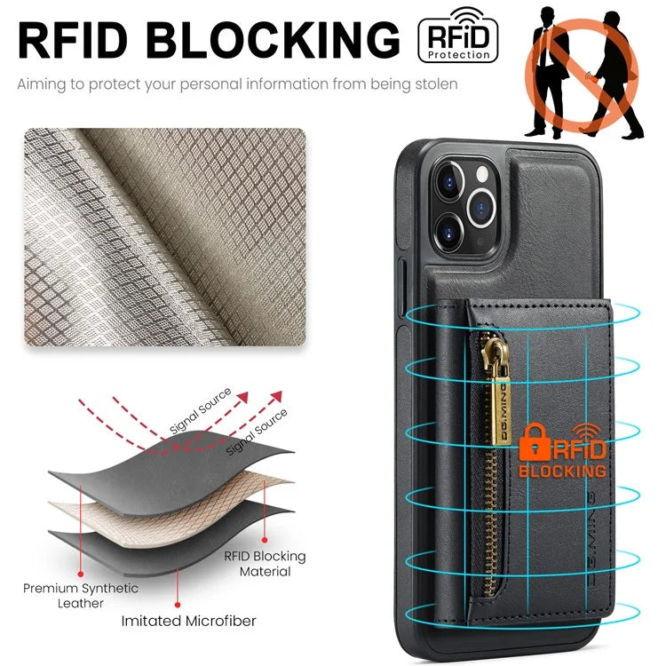 DG.MING M5 Series For iPhone 11 Pro Case Detachable Magnetic Leather Phone Cover with Card Slots