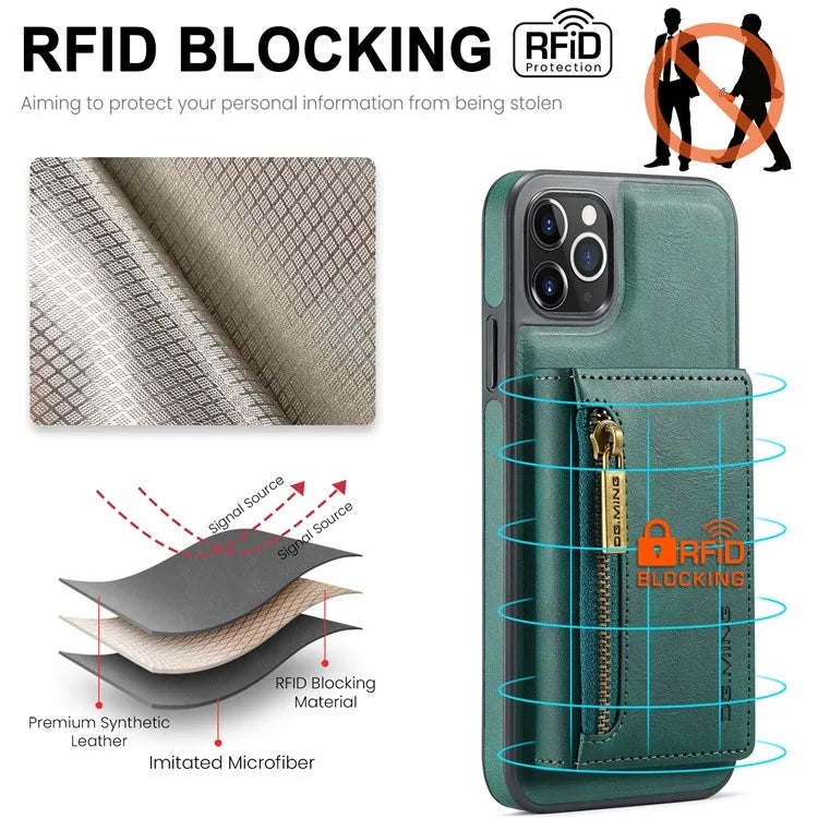 DG.MING M5 Series For iPhone 11 Pro Case Detachable Magnetic Leather Phone Cover with Card Slots