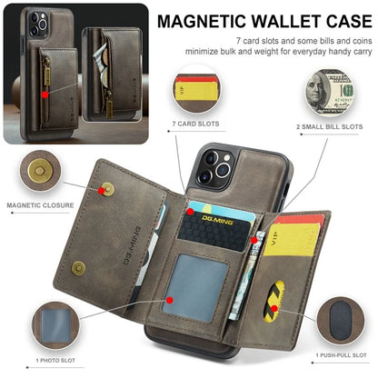 DG.MING M5 Series For iPhone 11 Pro Case Detachable Magnetic Leather Phone Cover with Card Slots