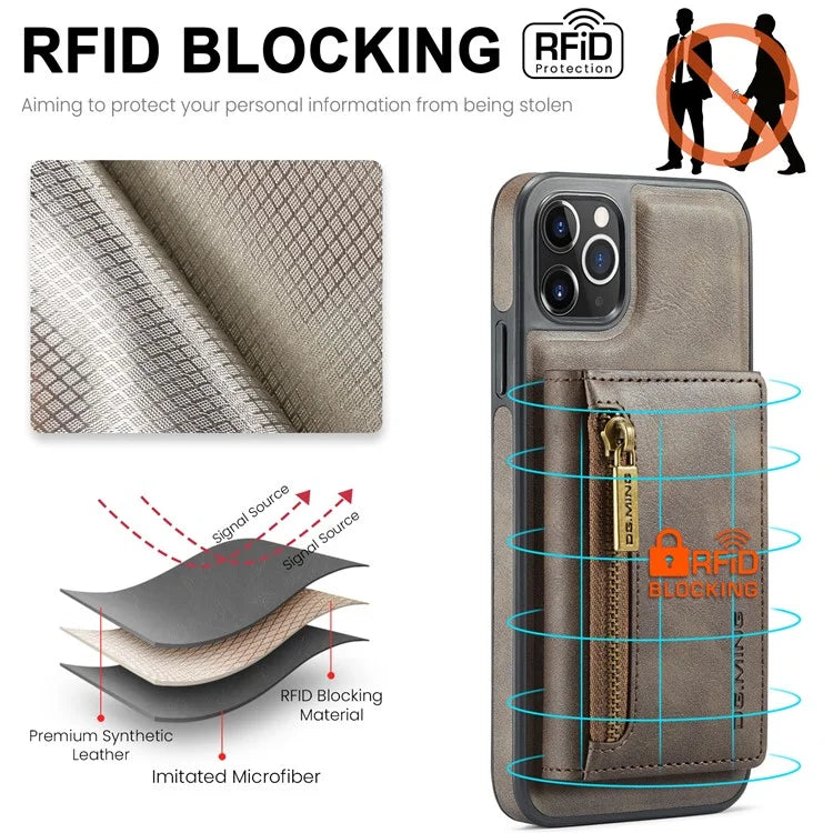 DG.MING M5 Series For iPhone 11 Pro Case Detachable Magnetic Leather Phone Cover with Card Slots