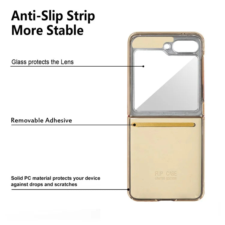 For Samsung Galaxy Z Flip6 5G Case V-Shape Pattern Kickstand PC Phone Cover