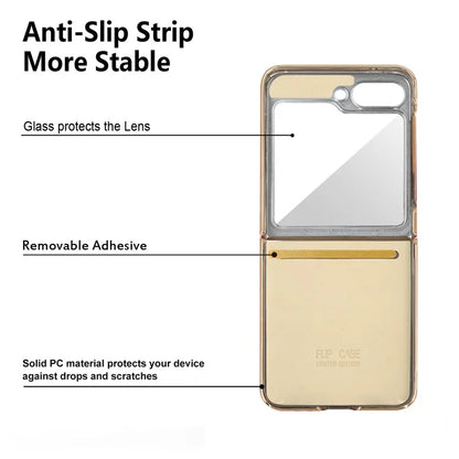 For Samsung Galaxy Z Flip6 5G Case V-Shape Pattern Kickstand PC Phone Cover