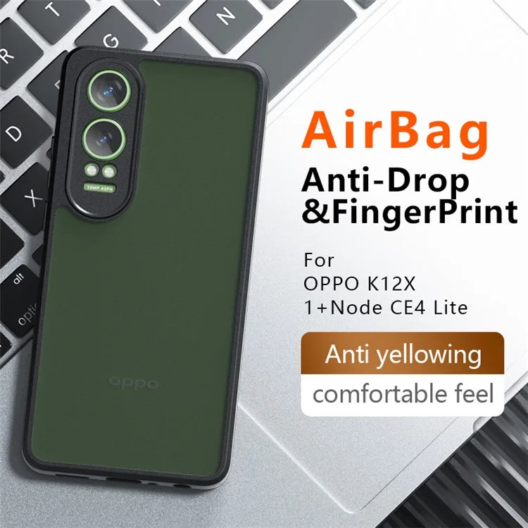 For Oppo K12x 5G (China) / OnePlus Nord CE4 Lite 5G Case Skin-Touch Matte TPU+PC Phone Cover, Transparent Black