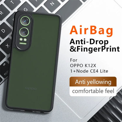 For Oppo K12x 5G (China) / OnePlus Nord CE4 Lite 5G Case Skin-Touch Matte TPU+PC Phone Cover, Transparent Black