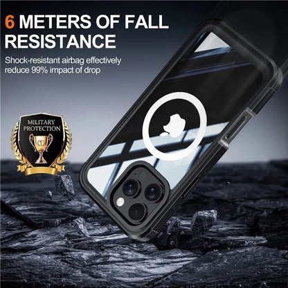 For iPhone 16 Pro Magnetic Case PC + TPU Full Protection Phone Cover with Screen Film