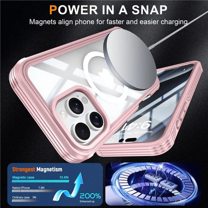 For iPhone 16 Pro Magnetic Case PC + TPU Full Protection Phone Cover with Screen Film