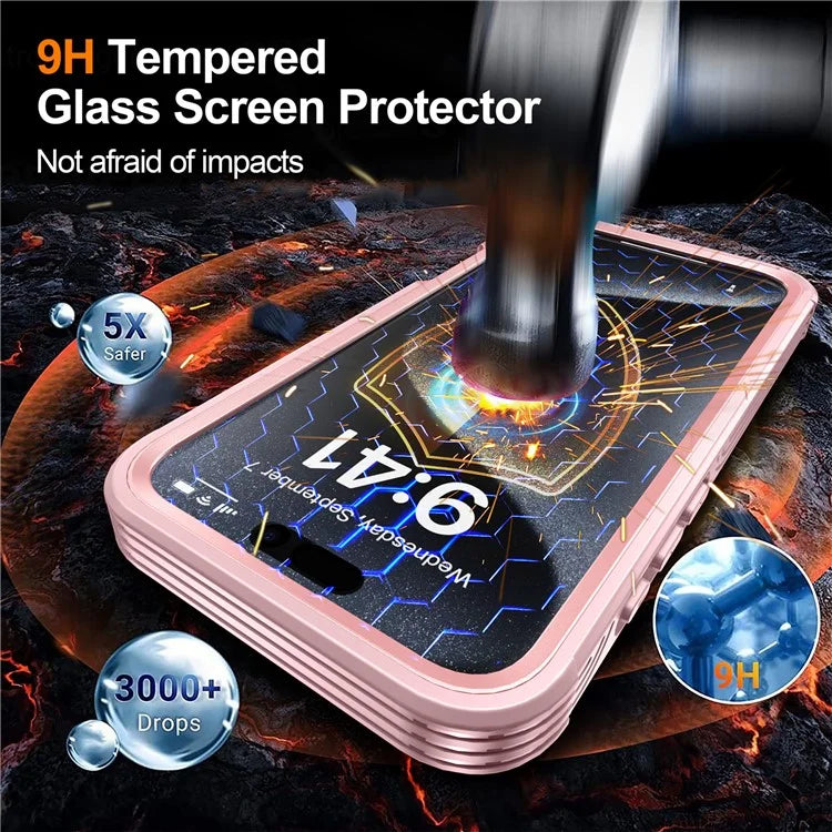 For iPhone 16 Pro Magnetic Case PC + TPU Full Protection Phone Cover with Screen Film