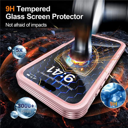 For iPhone 16 Pro Magnetic Case PC + TPU Full Protection Phone Cover with Screen Film