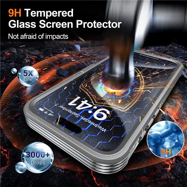 For iPhone 16 Pro Magnetic Case PC + TPU Full Protection Phone Cover with Screen Film