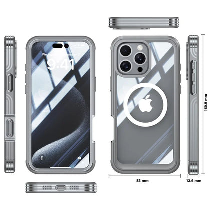 For iPhone 16 Pro Magnetic Case PC + TPU Full Protection Phone Cover with Screen Film