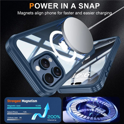 For iPhone 16 Pro Magnetic Case PC + TPU Full Protection Phone Cover with Screen Film