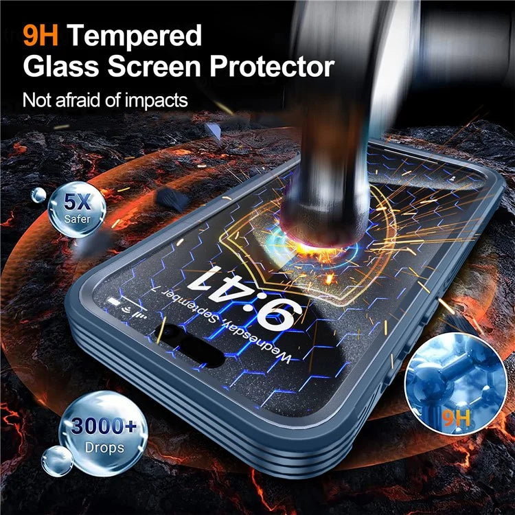 For iPhone 16 Pro Magnetic Case PC + TPU Full Protection Phone Cover with Screen Film