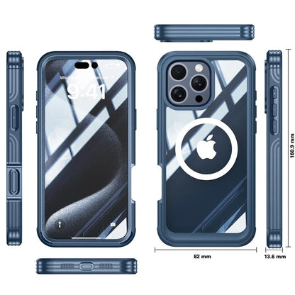 For iPhone 16 Pro Magnetic Case PC + TPU Full Protection Phone Cover with Screen Film