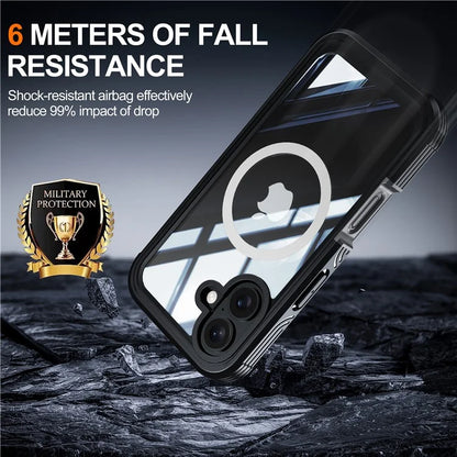 For iPhone 16 Plus Magnetic Case with Screen Film Full Protection PC + TPU Phone Cover