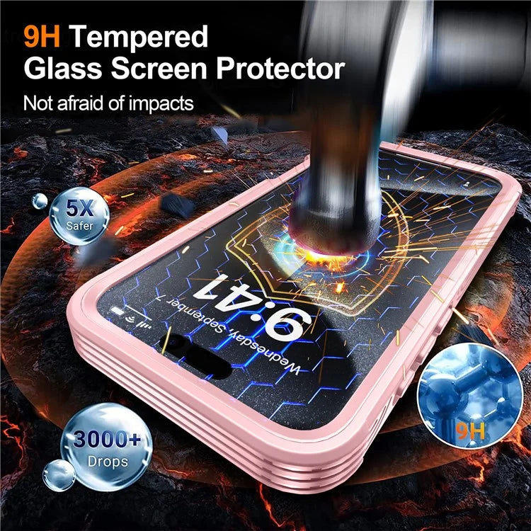 For iPhone 16 Plus Magnetic Case with Screen Film Full Protection PC + TPU Phone Cover