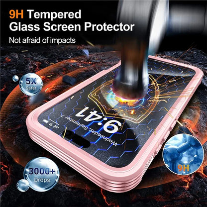 For iPhone 16 Plus Magnetic Case with Screen Film Full Protection PC + TPU Phone Cover