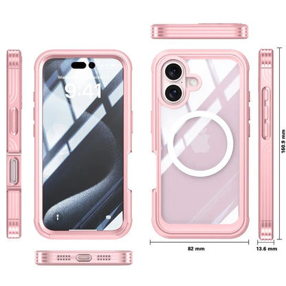 For iPhone 16 Plus Magnetic Case with Screen Film Full Protection PC + TPU Phone Cover